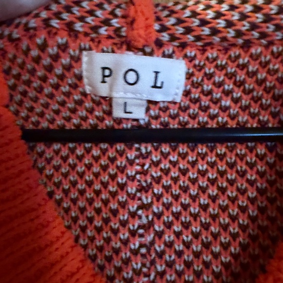 POL Orange V-Neck Sweater with White Floral Design - Picture 4 of 4